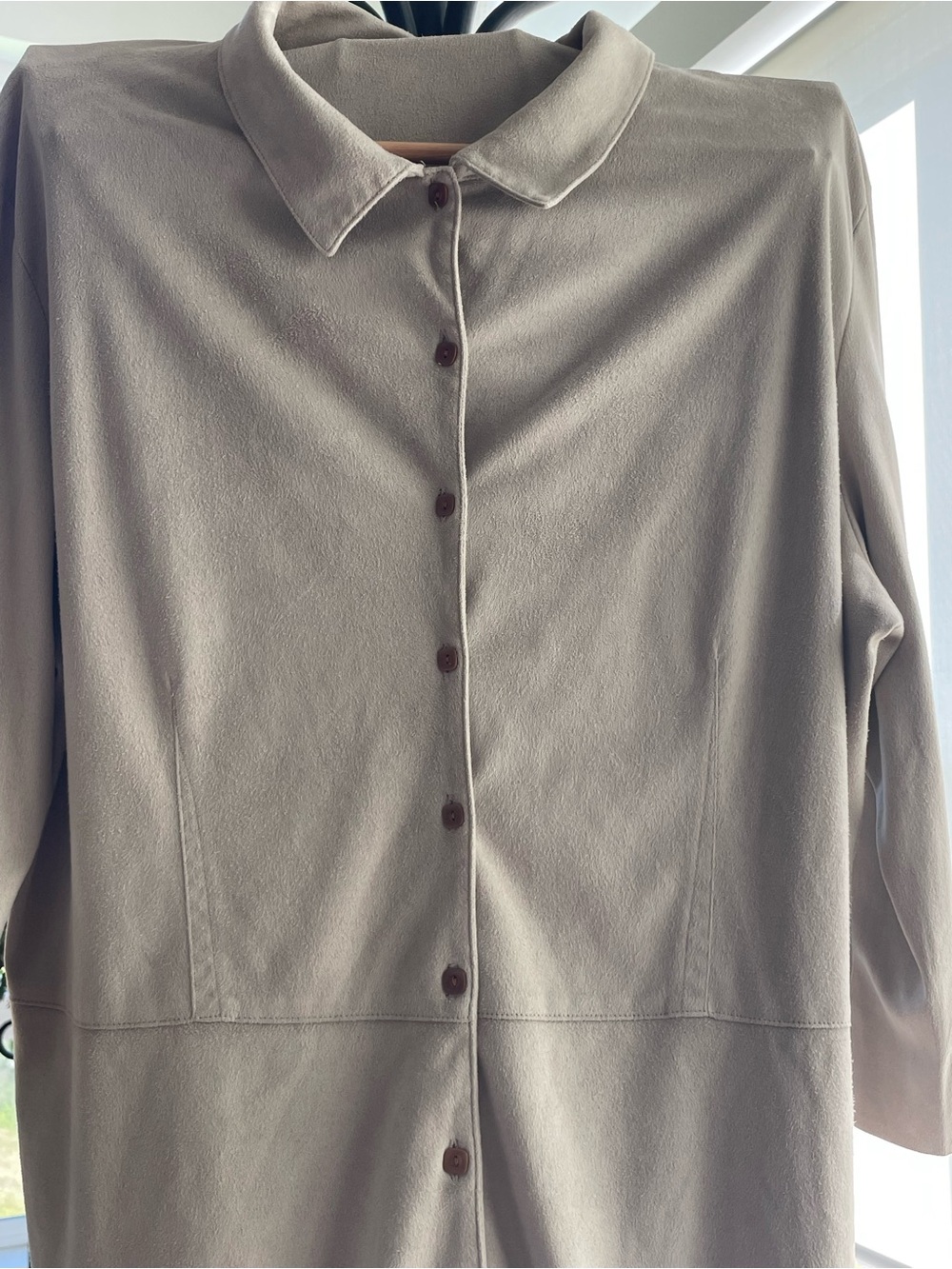 J. Jill Taupe Button-Front Lightweight Coat